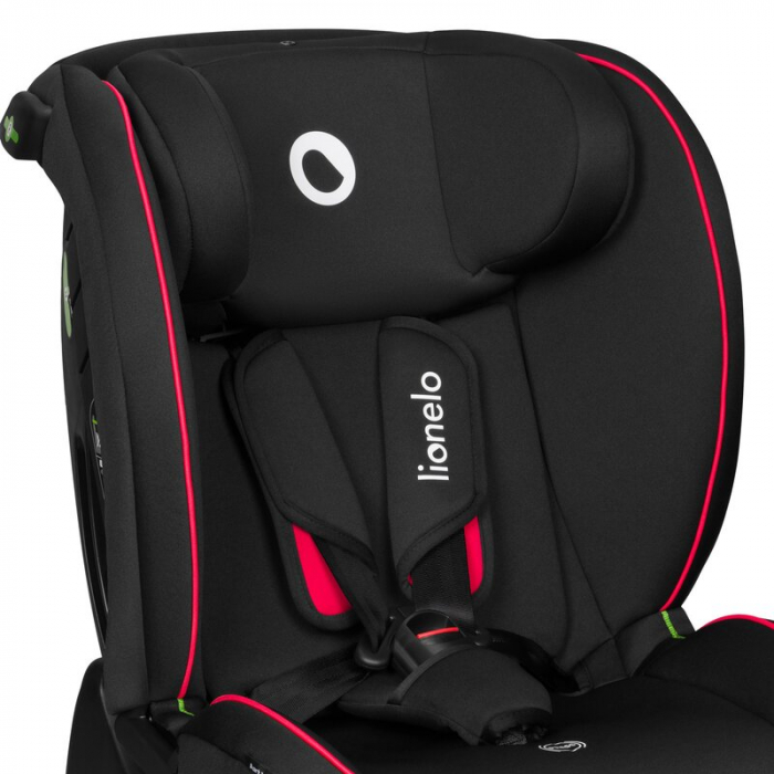 Scaun auto, Lionelo, Aart i-Size, Cu spatar inclinabil in 4 pozitii, Cu tetiera reglabila in 13 pozitii, 0-36 Kg, 40-150 cm, Cu centura siguranta in 3 puncte, Conform cu ECE R129/03, Negru/Rosu [18]