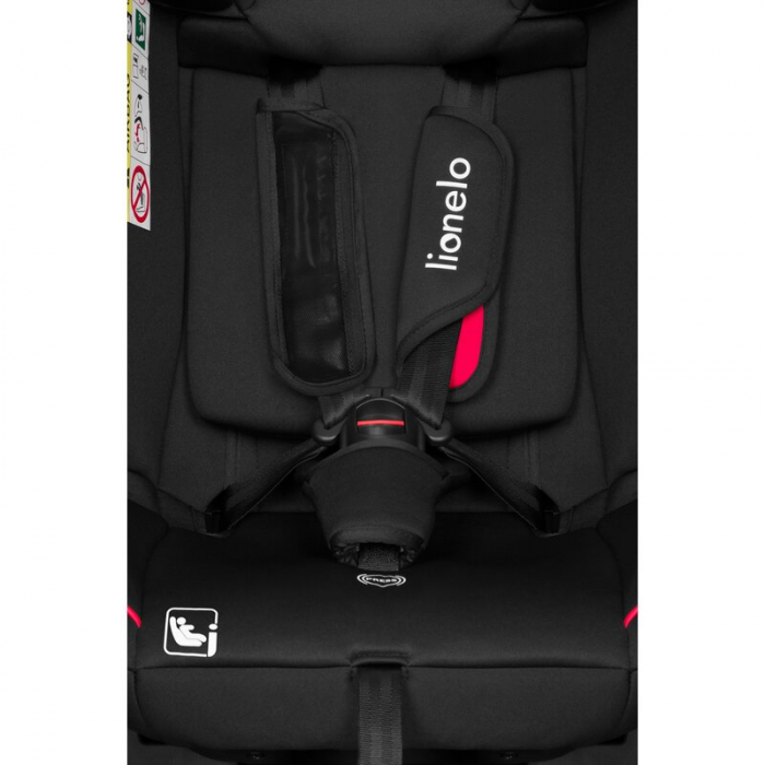 Scaun auto, Lionelo, Aart i-Size, Cu spatar inclinabil in 4 pozitii, Cu tetiera reglabila in 13 pozitii, 0-36 Kg, 40-150 cm, Cu centura siguranta in 3 puncte, Conform cu ECE R129/03, Negru/Rosu [16]