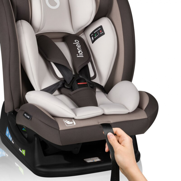 Scaun auto, Lionelo, Aart i-Size, Cu spatar inclinabil in 4 pozitii, Cu tetiera reglabila in 13 pozitii, 0-36 Kg, 40-150 cm, Cu centura siguranta in 3 puncte, Conform cu ECE R129/03, Bej [19]