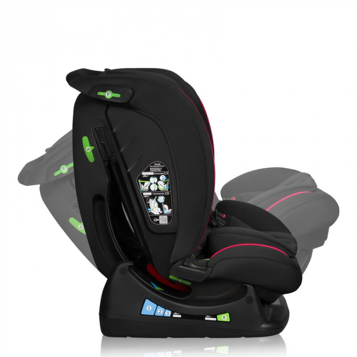 Scaun auto, Lionelo, Aart i-Size, Cu spatar inclinabil in 4 pozitii, Cu tetiera reglabila in 13 pozitii, 0-36 Kg, 40-150 cm, Cu centura siguranta in 3 puncte, Conform cu ECE R129/03, Negru/Rosu [13]