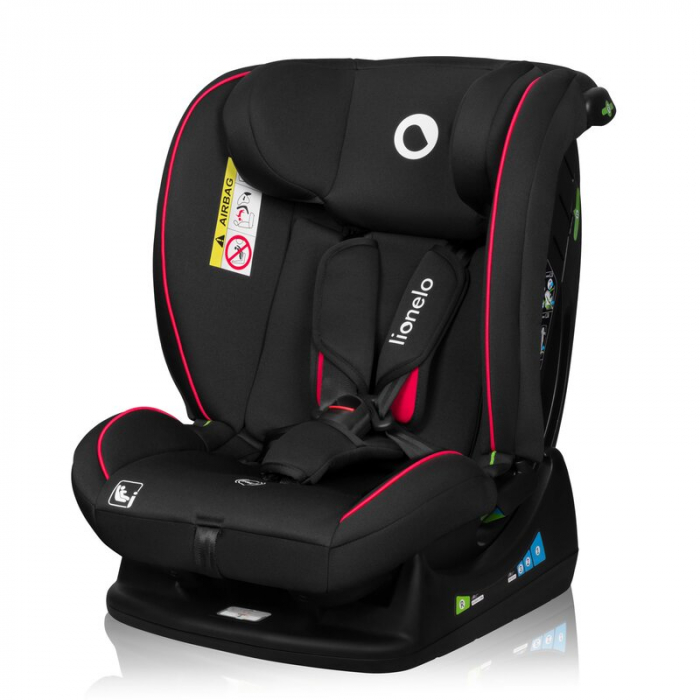 Scaun auto, Lionelo, Aart i-Size, Cu spatar inclinabil in 4 pozitii, Cu tetiera reglabila in 13 pozitii, 0-36 Kg, 40-150 cm, Cu centura siguranta in 3 puncte, Conform cu ECE R129/03, Negru/Rosu [3]
