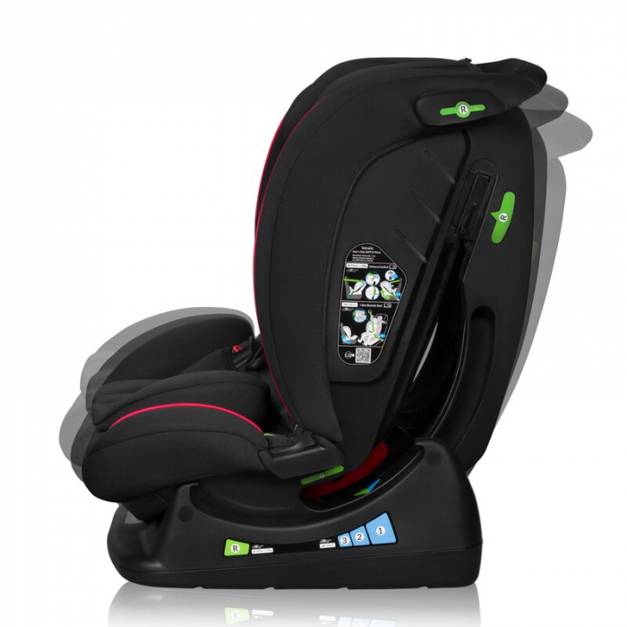 Scaun auto, Lionelo, Aart i-Size, Cu spatar inclinabil in 4 pozitii, Cu tetiera reglabila in 13 pozitii, 0-36 Kg, 40-150 cm, Cu centura siguranta in 3 puncte, Conform cu ECE R129/03, Negru/Rosu [14]