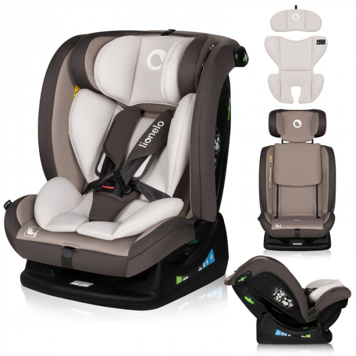 Scaun auto, Lionelo, Aart i-Size, Cu spatar inclinabil in 4 pozitii, Cu tetiera reglabila in 13 pozitii, 0-36 Kg, 40-150 cm, Cu centura siguranta in 3 puncte, Conform cu ECE R129/03, Bej [20]