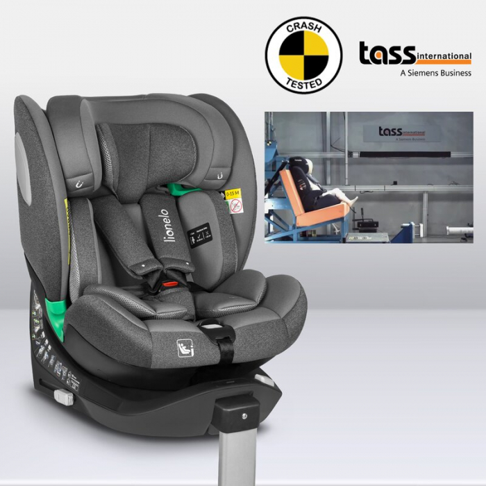 Scaun auto, Lionelo, i-Size Braam, 0-36 Kg, 40-150 cm, Cu isofix si picior de fixare, Protectie laterala, Rotire 360 grade, Ajustare spatar in 5 pozitii, Tetiera reglabila in 14 trepte, Conform cu sta [44]