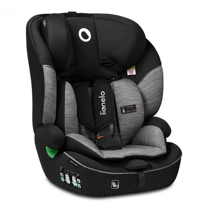 Scaun auto, Lionelo, Levi i-Size, Universal, Instalare FWF, Cu tetiera reglabila in 10 pozitii, Cu spatar detasabil, 76-150 cm, Conform cu R129, Gri [3]