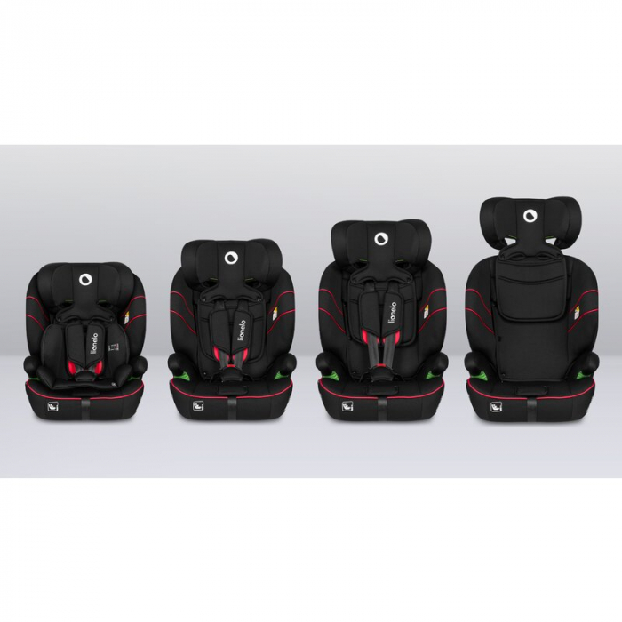 Scaun auto, Lionelo, Levi i-Size, Universal, Instalare FWF, Cu tetiera reglabila in 10 pozitii, Cu spatar detasabil, 76-150 cm, Conform cu R129, Negru [12]