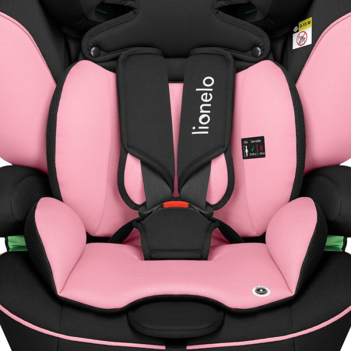 Scaun auto, Lionelo, Levi i-Size, Universal, Instalare FWF, Cu tetiera reglabila in 10 pozitii, Cu spatar detasabil, 76-150 cm, Conform cu R129, Roz [9]