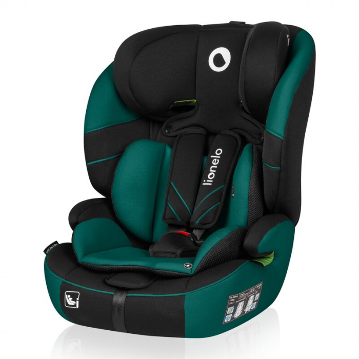 Scaun auto, Lionelo, Levi One i-Size, Universal, Instalare FWF, Cu tetiera reglabila in 10 pozitii, Cu spatar detasabil, 76-150 cm, Conform cu R129, Verde [2]