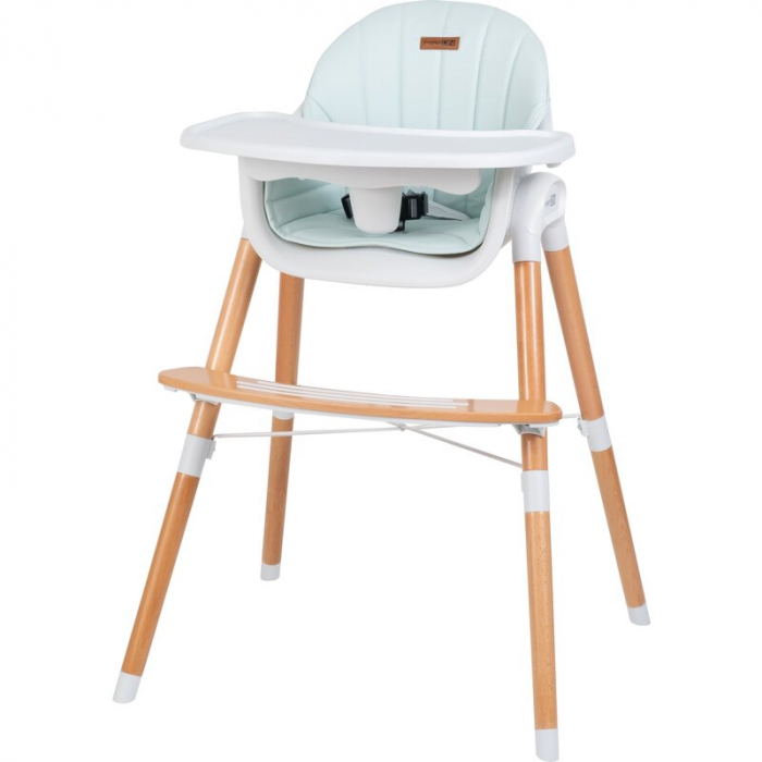 Scaun de masa 2 in 1 reglabil, Tin, Cu tavita si husa detasabile, Suport pentru picioare reglabil, Conform cu standardul european de securitate EN 14988:2017+A1:2020, FreeON, Light Green [2]