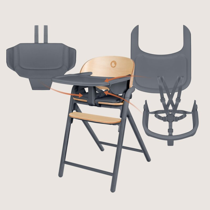 Scaun de masa multifunctional Celia, Lionelo, Din lemn de fag, 6 luni- adult, Reglabil pe inaltime, Spatar lat, Sezut ergonomic, Tavita silicon, Suport de picioare reglabil, Greutate maxima 90 Kg, Gri [4]