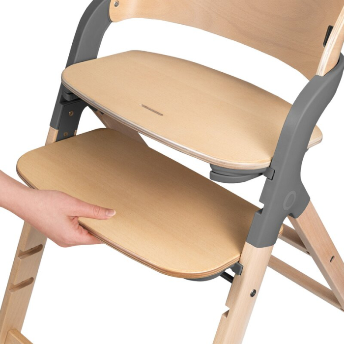 Scaun de masa multifunctional Megan, Lionelo, Din lemn de fag, 6 luni- adult, Reglabil pe inaltime, Husa impermeabila, Tavita silicon, Suport de picioare reglabil, Greutate maxima 110 Kg, Gri [14]