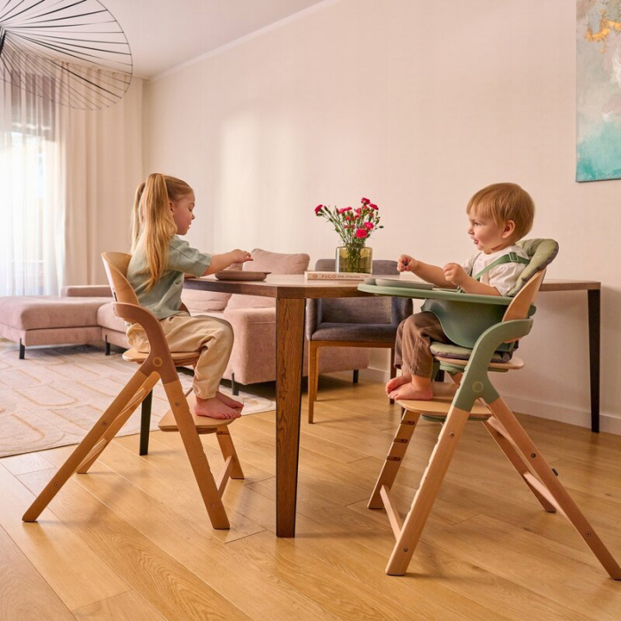 Scaun de masa multifunctional Megan, Lionelo, Din lemn de fag, 6 luni- adult, Reglabil pe inaltime, Husa impermeabila, Tavita silicon, Suport de picioare reglabil, Greutate maxima 110 Kg, Gri [23]