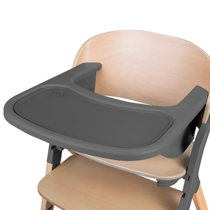 Scaun de masa multifunctional Megan, Lionelo, Din lemn de fag, 6 luni- adult, Reglabil pe inaltime, Husa impermeabila, Tavita silicon, Suport de picioare reglabil, Greutate maxima 110 Kg, Gri [12]