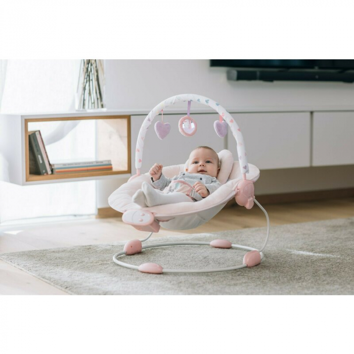 Scaunel balansoar, Rest`n`Play, Cu trei jucarii, 8 melodii, Vibratii, Conform cu standardul european de securitate EN 12790:2009, FreeON, Pink [6]
