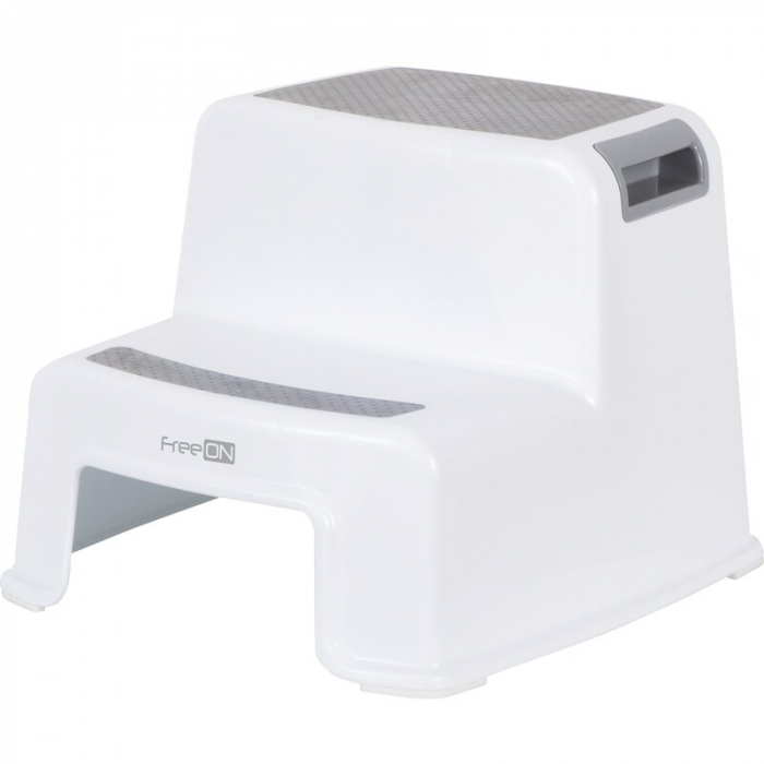 Scaunel Inaltator WC in Doua Trepte, Suprafata antiderapanta, FreeON, White & Grey [1]