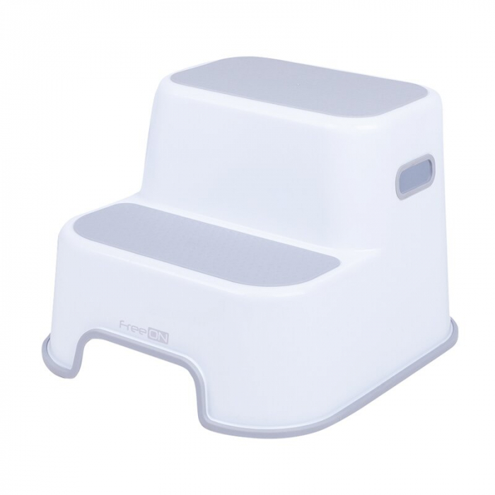 Scaunel Inaltator WC in Doua Trepte, Suprafata antiderapanta, FreeON, White & Grey [4]