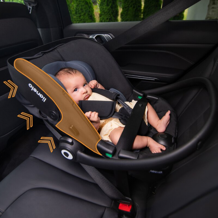Scoica auto, Lionelo, i-Size Astrid, 0-13 Kg, 40-87 cm, Cu maner si capotina reglabile, Cu protectie laterala avansata, Salteluta confortabila, Testat ADAC, Conform cu standardul european de securitat [21]