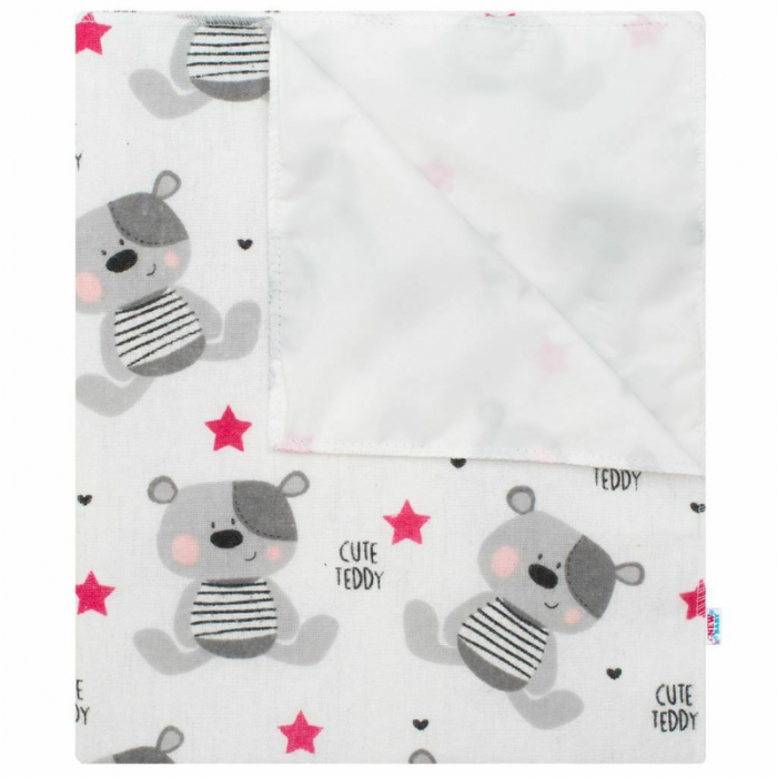 Scutec impermeabil din flanel, Cu multiple intrebuintari, Dimensiune 57x47 cm, New Baby, Cute Teddy Pink [1]
