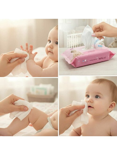 Servetele umede, Bocioland, Apa 99%, Fara parfum, 60 de bucati/pachet [6]