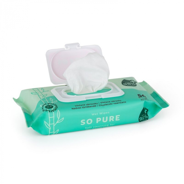 Servetele umede, Petite&Mars, Multifunctionale, Din bambus, Fara parfum, Ideale pentru pielea sensibila a bebelusului, 0 luni+, Alb [2]