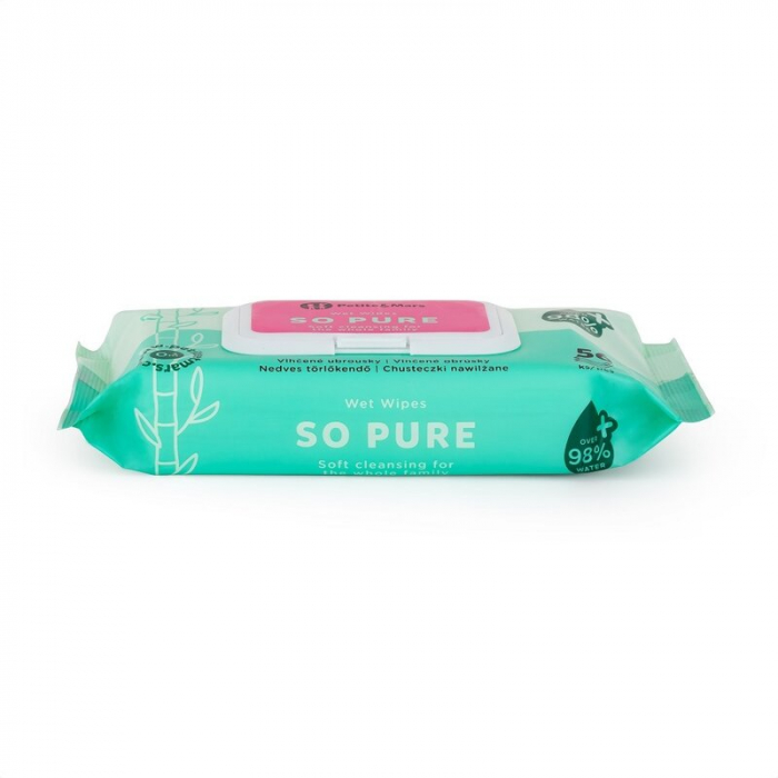 Servetele umede, Petite&Mars, Multifunctionale, Din bambus, Fara parfum, Ideale pentru pielea sensibila a bebelusului, 0 luni+, Alb [3]