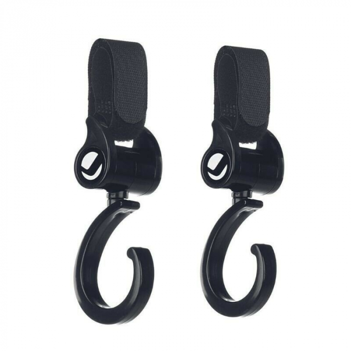 Set 2 carlige auto pentru carucior, Jane, Fixare pe cadru, multifunctionale, Negru [1]