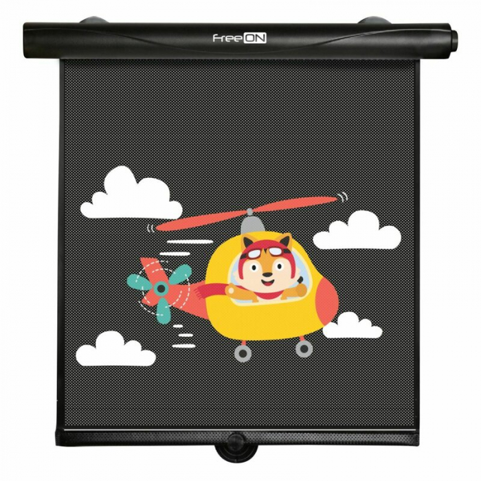 Set 2 parasolare auto, FreeOn, Retractabile, Functioneaza prin apasarea unui buton, Black [1]