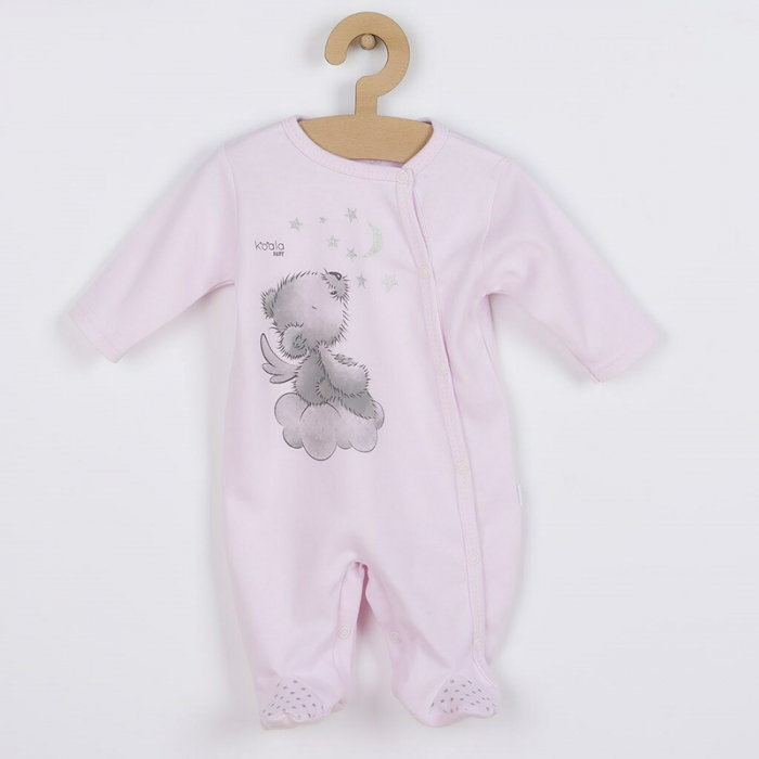 Set 2 piese, New Baby, Include salopeta cu maneca lunga si caciulita, Marime 56, Din bumbac 100%, Angel Pink [2]