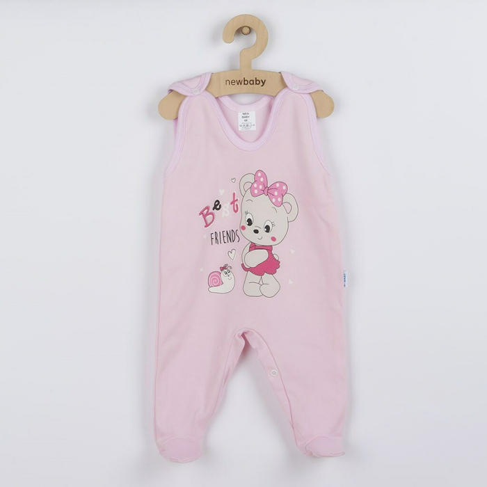 Set 2 piese: salopeta fara maneci, bluza, Marime 62, Din bumbac 100%, New Baby, Mouse Pink [2]