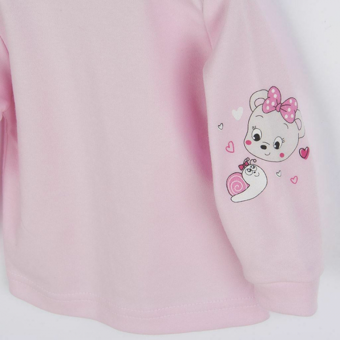 Set 2 piese: salopeta fara maneci, bluza, Marime 62, Din bumbac 100%, New Baby, Mouse Pink [5]