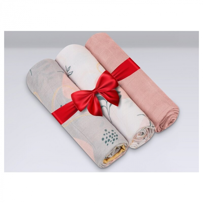 Set 3 museline, Lionelo, Leaf, Multifunctionale, Din bambus, Ideale pentru infasat, Cu proprietati antibacteriene, antifungice si antialergice, Lavabile la masina de spalat, 70x70 cm, Multicolor [9]