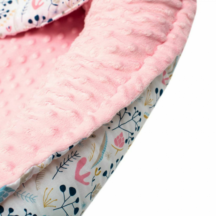 Set 3 piese Luxury, cosulet  Baby Nest 75x55 cm , paturica si pernuta in forma de inima, New Baby, Minky Cranberries [4]