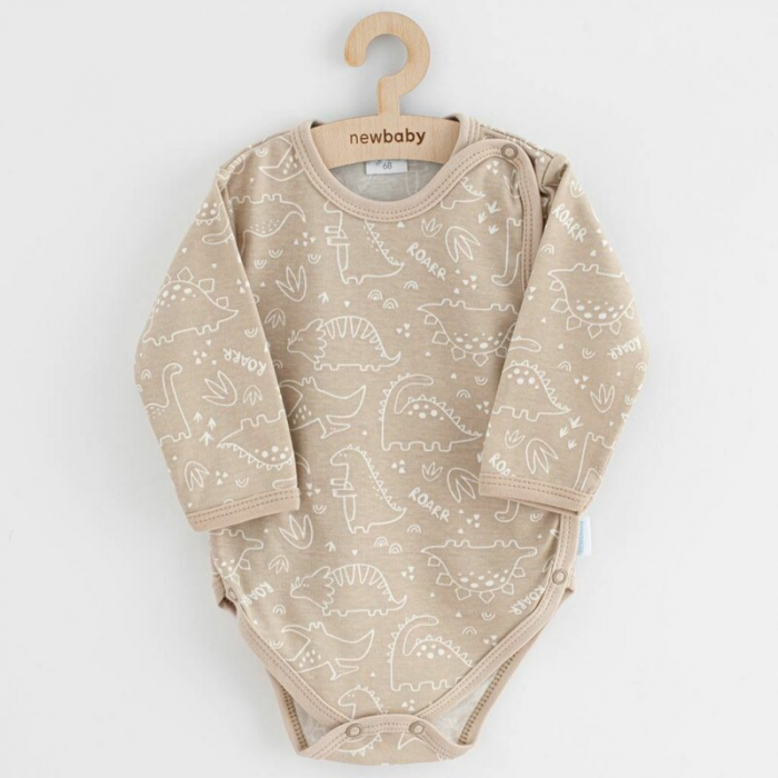 Set 3 piese, New Baby, Classic II, Include 3 body-uri cu maneca lunga, Marime 62, Din bumbac 100%, Beige [3]