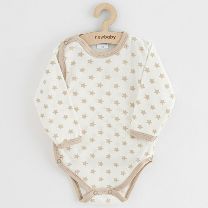 Set 3 piese, New Baby, Classic II, Include 3 body-uri cu maneca lunga, Marime 62, Din bumbac 100%, Beige [2]
