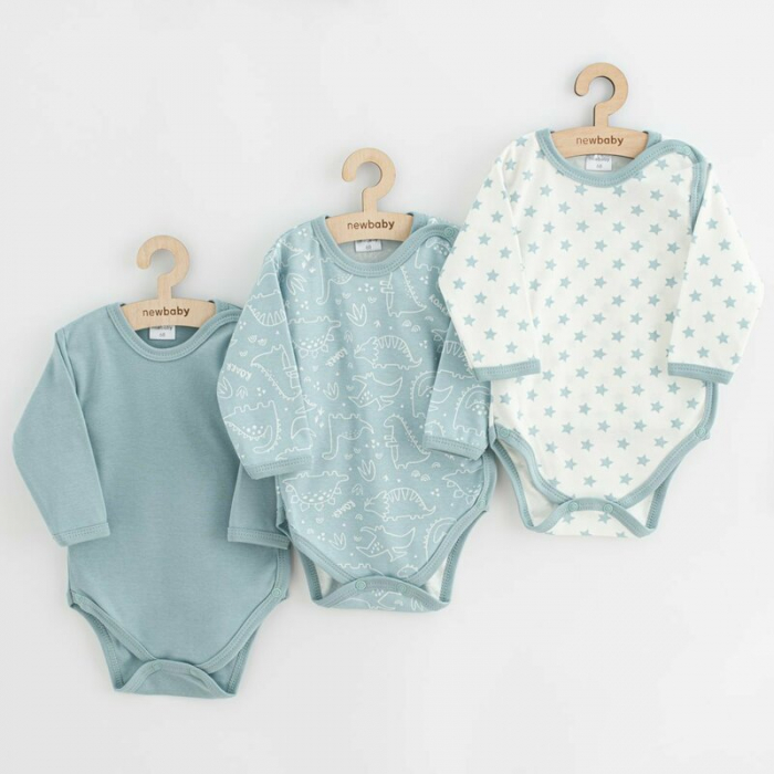 Set 3 piese, New Baby, Classic II, Include 3 body-uri cu maneca lunga, Marime 62, Din bumbac 100%, Blue [1]
