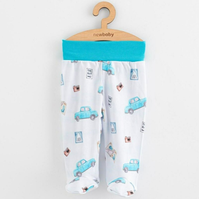 Set 3 piese, New Baby, Classic II, Include 3 perechi de pantalonasi cu botosei, Marime 56, Din bumbac 100%, Blue [2]