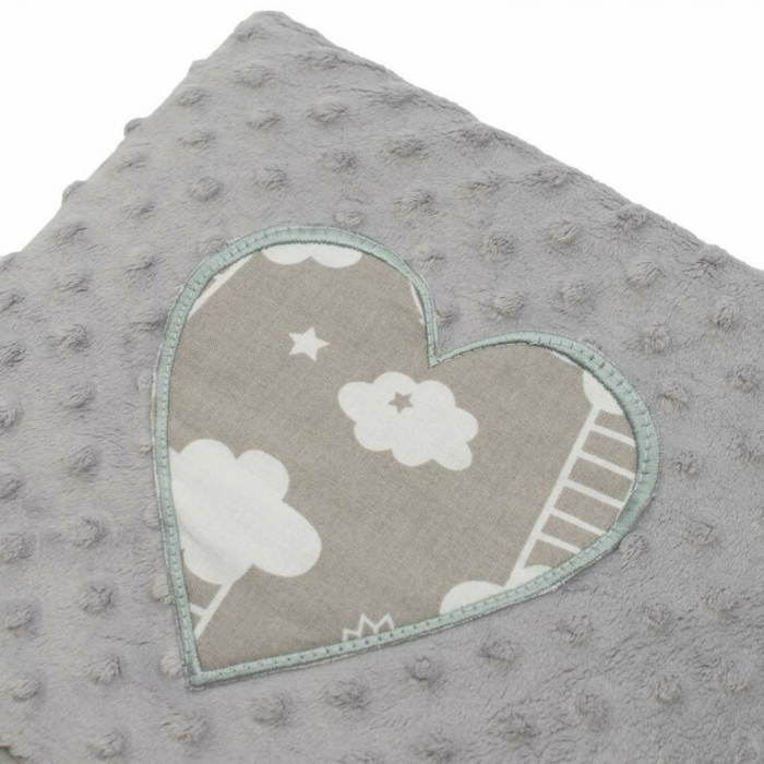 Set 3 piese, New Baby, Luxury, Baby Nest cu doua fete, Cu paturica si pernuta in forma de inima, Minky Heart Cloud [4]