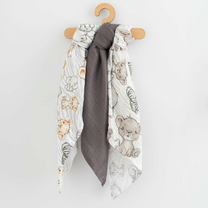 Set 3 scutece, New Baby, Multifunctionale, Din bumbac 100%, Material certificate Oeko Tex Standard 10070x80 cm, Multicolor [1]