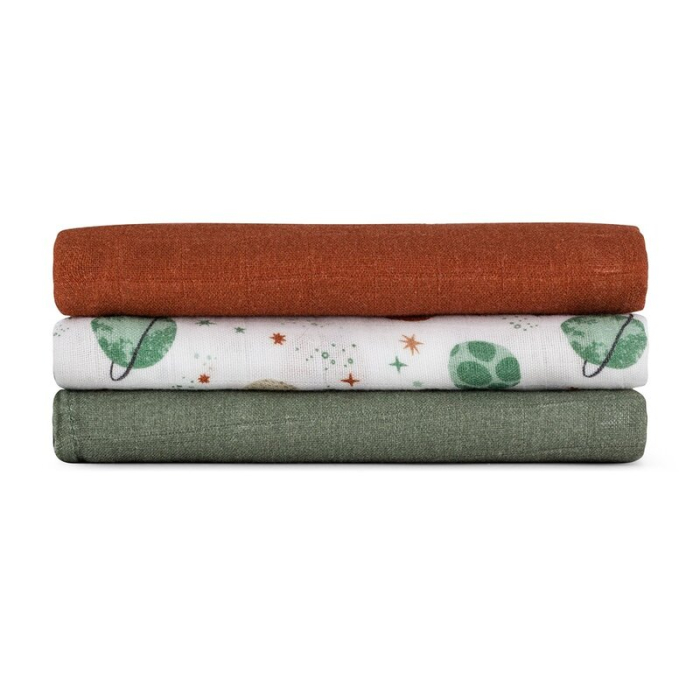 Set 3 scutece, Petite&Mars, Moussy, Din muselina de bambus, Hipoalergenice, 68 x 68 cm, Certificate Oeko Tex Standard 100, Celestial Planets [3]