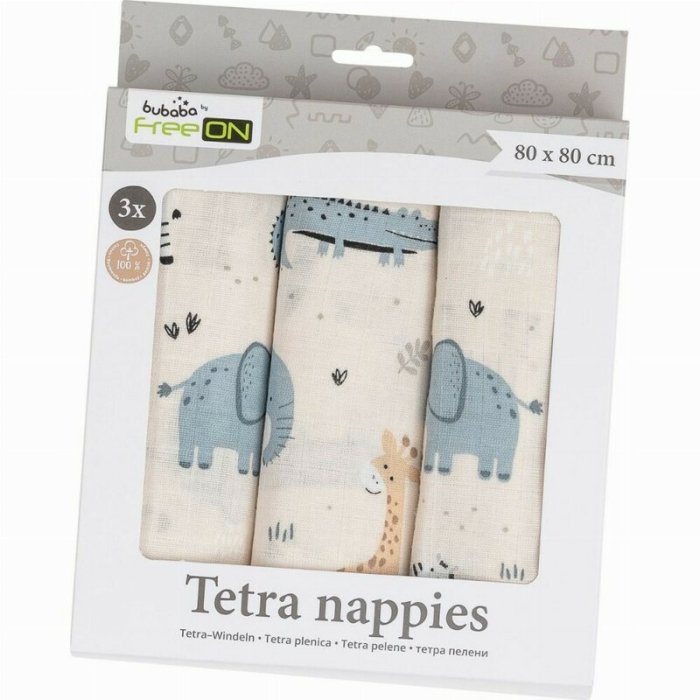 Set 3 scutece terta, Bubaba, Din bumbac, 80x80 cm, Beige Safari [2]