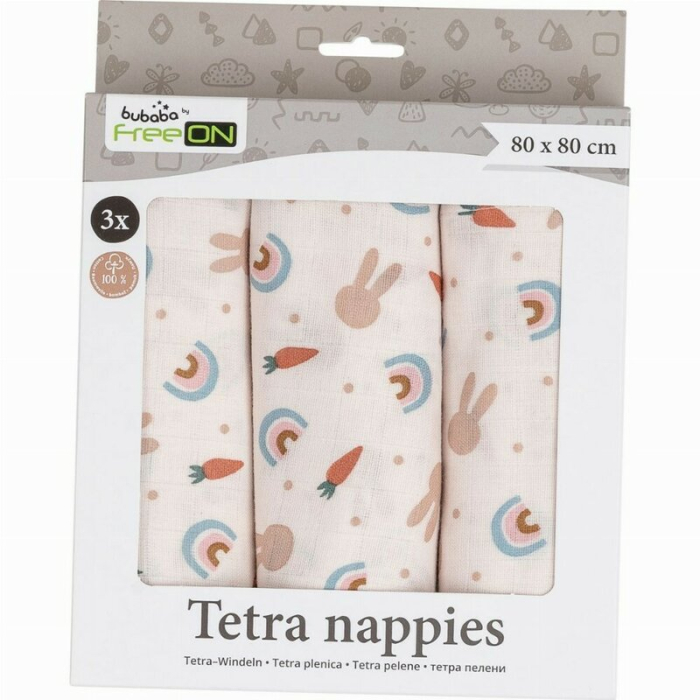 Set 3 scutece terta, Bubaba, Din bumbac, 80x80 cm, Carrots and Rainbow [2]