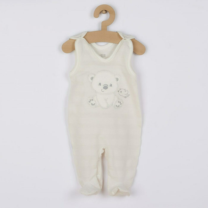 Set 4 piese: bluza, body cu maneca lunga, salopeta fara maneci, caciulita, Marime 56, Din bumbac 100%, New Baby, Sweet Bear Beige [4]