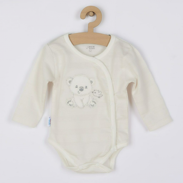 Set 4 piese: bluza, body cu maneca lunga, salopeta fara maneci, caciulita, Marime 56, Din bumbac 100%, New Baby, Sweet Bear Beige [6]