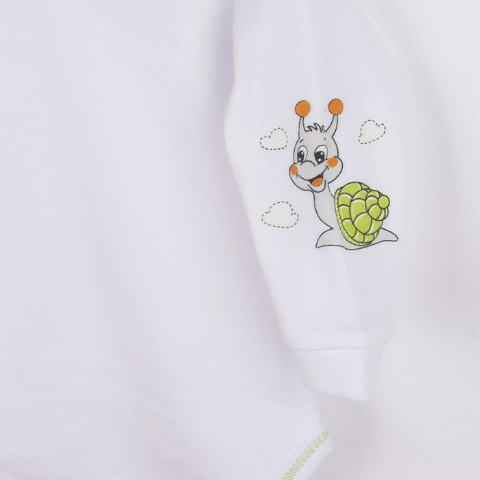 Set 4 piese: body cu maneca lunga, salopeta fara maneci, caciulita, manusi, Marime 56, Din bumbac 100%, New Baby, Snail [5]