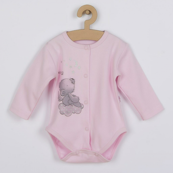 Set 4 piese, Salopeta fara maneci, jacheta, body cu maneca lunga, caciulita, Marime 56, Din bumbac 100%, New Baby, Angel Pink [5]