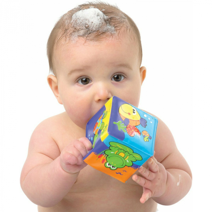 Set 6 cuburi noi pentru baie, Cu animalute marine, Dimesiune 7.5 cm fiecare cub, Soft blockes for bath, Playgro [2]