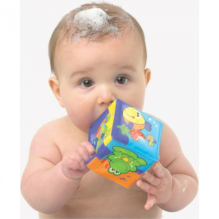 Set 6 cuburi moi pentru baie, Cu litere si cifre, Splash and Learn Soft blocks for bath, Playgro [2]