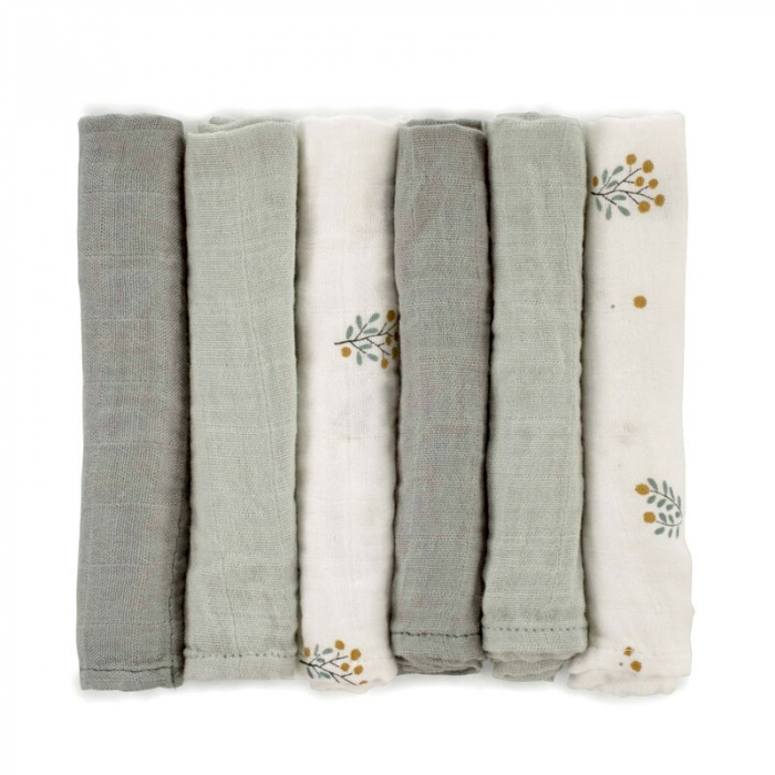 Set 6 scutece, Jane, Din muselina de bambus, Hipoalergenice, 35 x 35 cm, Botanic [2]