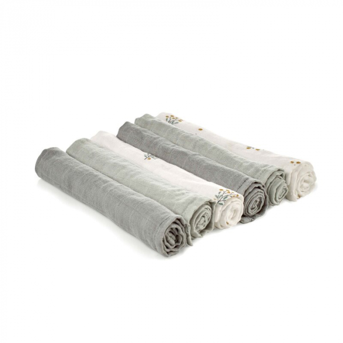 Set 6 scutece, Jane, Din muselina de bambus, Hipoalergenice, 35 x 35 cm, Botanic [3]