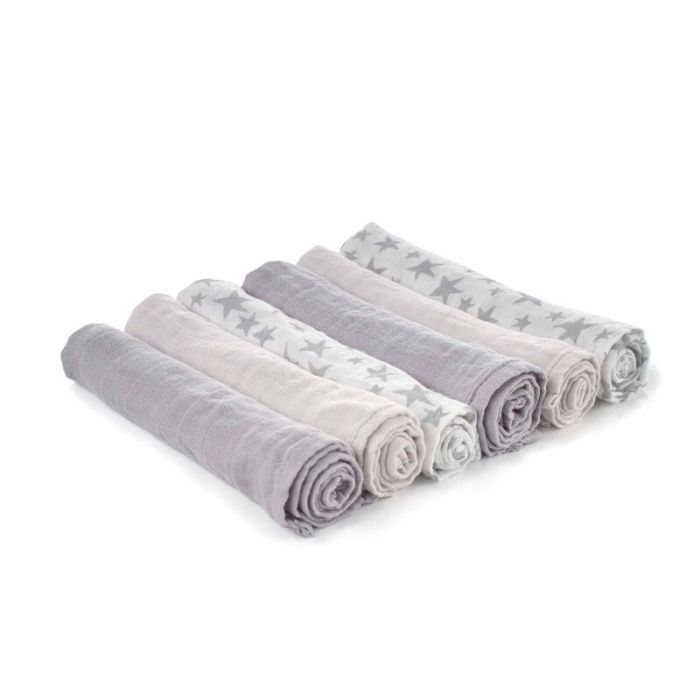 Set 6 scutece, Jane, Din muselina de bambus, Hipoalergenice, 35 x 35 cm, Star [3]